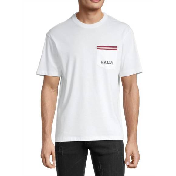 NEW BALLY men's short sleeve pocket t-shirt in bone